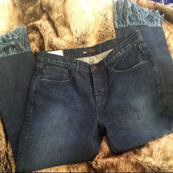 3 x 1 Blue Straight Fringe Jeans Size 28 - Picture 4 of 5
